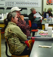 Laurie and Bill Harvey and two other birders participating in the First Jackson County Christmas Bird Count