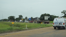 Traffic backed up on Edna exit due to detours.